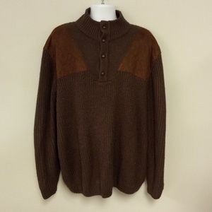 Boulder Creek Men's Brown Quarter Button Knit Sweater